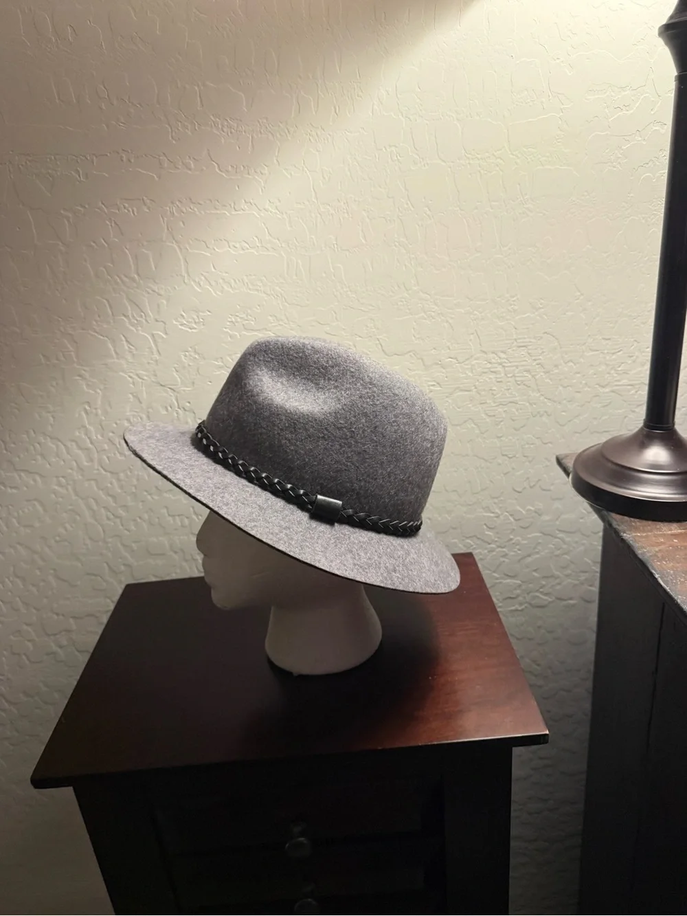 Grey Wool Fedora with Braided Band
